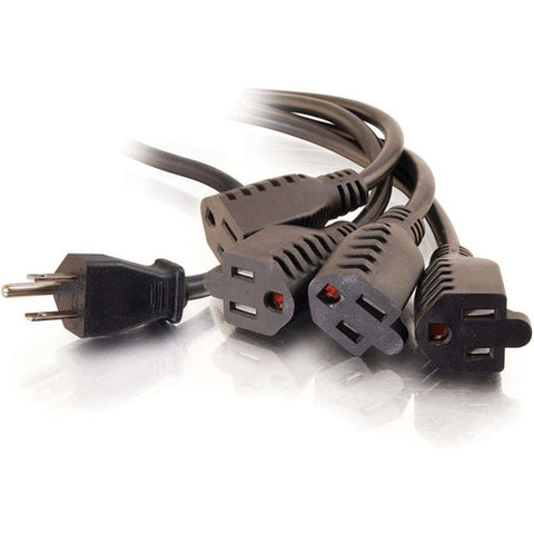 C2G 18in 16 AWG 1-to-4 Power Cord Splitter (1 NEMA 5-15P to 4 NEMA 5-15R) 29803