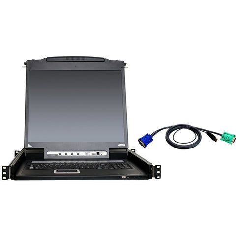 ATEN 8-Port 19" Single Rail USB/PS2 LCD KVM w/ Peripheral Sharing & 8 USB KVM Cables CL5708NUKIT