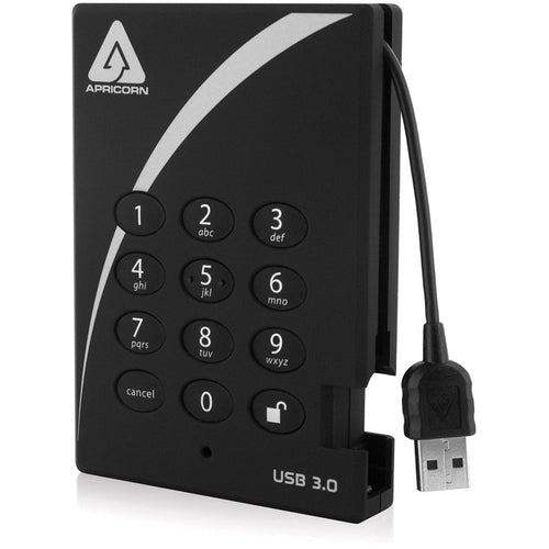 Apricorn Aegis Padlock A25-3PL256-1000 Hard Drive with Integrated USB 3.0 Cable A25-3PL256-1000