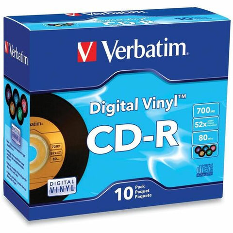 Verbatim Digital Vinyl CD-R 80MIN 700MB 52x 10pk Jewel Cases 94439