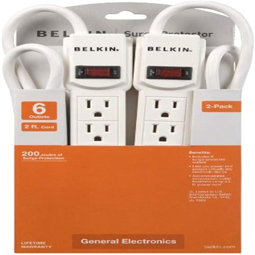 Belkin 6-Outlet Surge Protector with 2 ft. Cord (2-Pack) F5C048-2