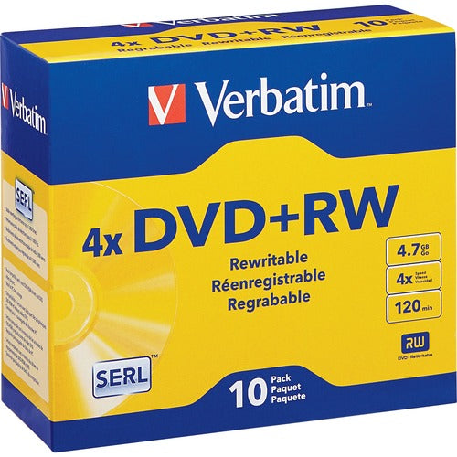 Verbatim DVD+RW 4.7GB 4X with Branded Surface - 10pk Slim Case 94839