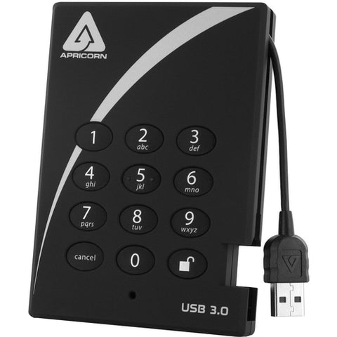 Apricorn Aegis Padlock A25-3PL256-500 Hard Drive with Integrated USB 3.0 Cable A25-3PL256-500
