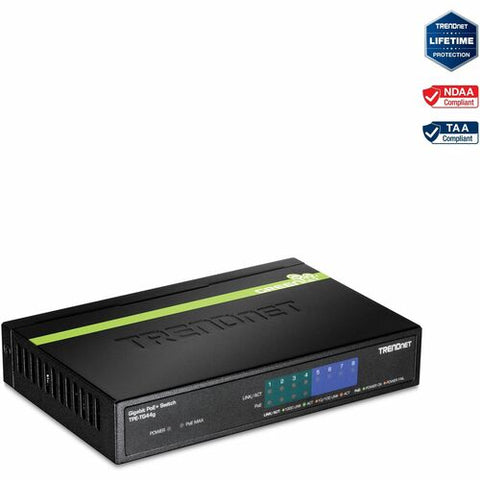 TRENDnet 8-port GREENnet Gigabit PoE+ Switch (4 PoE+, 4 Non-PoE) TPE-TG44G