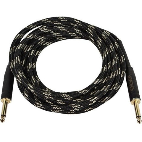 Monoprice 10ft Cloth Series 1/4 inch TS Male 20AWG Instrument Cable - Black &amp; Gold 601410