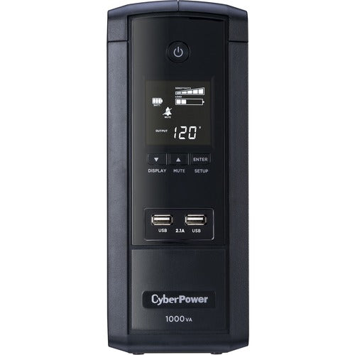 CyberPower 1000VA BRG1000AVRLCD UPS with 600W, AVR, LCD, and 2.1 USB Charging BRG1000AVRLCD