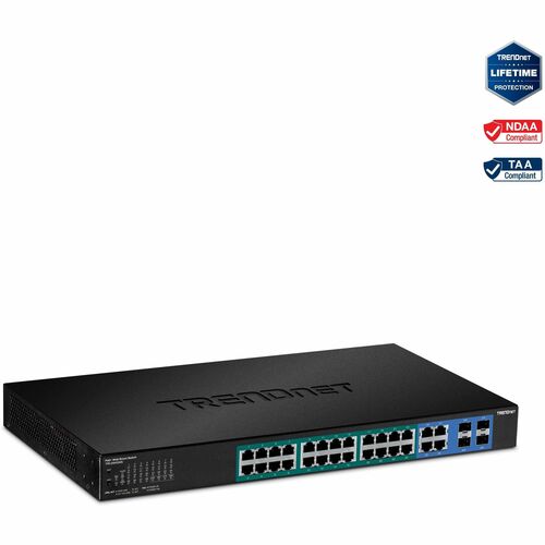 TRENDnet 24-port Gigabit Web Smart PoE Switch plus 4 SFP slots TPE-2840WS