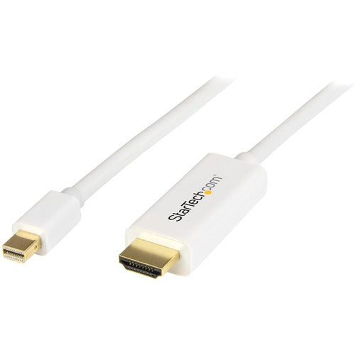 StarTech.com Mini DisplayPort to HDMI converter cable - 3 ft (1m) - 4K - White MDP2HDMM1MW