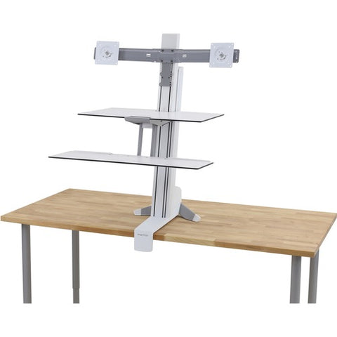 Ergotron WorkFit-S, Dual Monitor with Worksurface+ (White) 33-349-211
