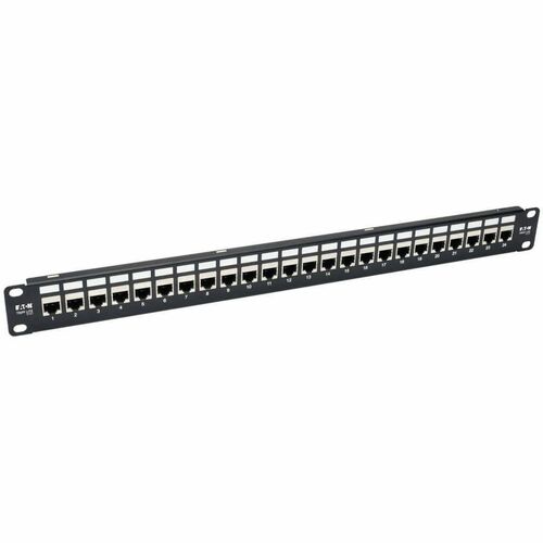Tripp Lite by Eaton N254-024-SH-6A 24-Port 1U Rack-Mount STP Shielded Cat6a Feedthrough Patch Panel N254-024-SH-6A