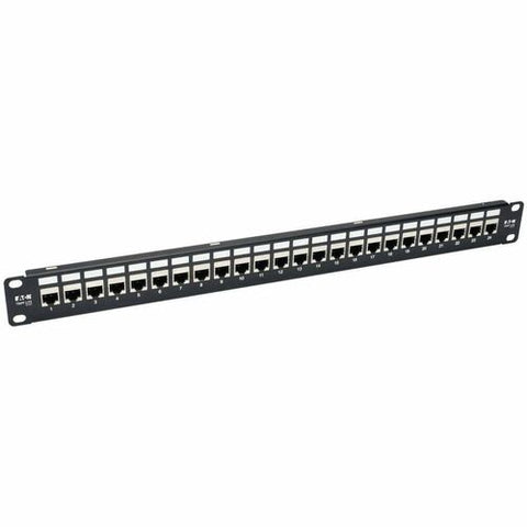 Tripp Lite by Eaton N254-024-SH-6A 24-Port 1U Rack-Mount STP Shielded Cat6a Feedthrough Patch Panel N254-024-SH-6A