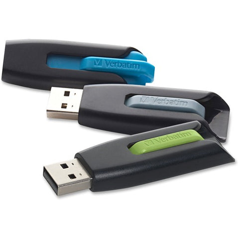 Microban 16GB Store 'n' Go V3 USB 3.2 Gen 1 Flash Drive - 3pk - Blue, Green, Gray 99126