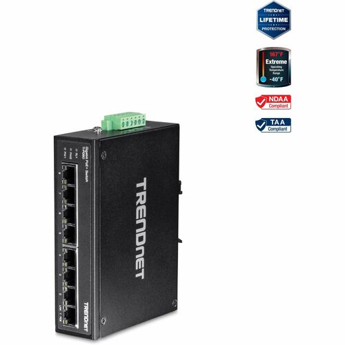 TRENDnet 8-port hardened Industrial Gigabit PoE+ Switch TI-PG80