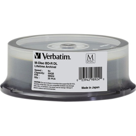 Verbatim M-Disc BD-R DL 50GB 8X with Branded Surface - 25pk Spindle 98924