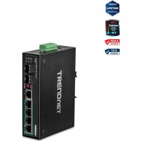 TRENDnet 6-port hardened Industrial Gigabit PoE+ Layer 2 Managed DIN-Rail Switch TI-PG541I