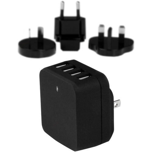 StarTech.com 4-Port USB Wall Charger - International Travel - 34W/6.8A - Black USB4PACBK