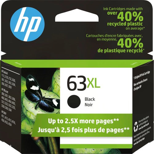 HP 63XL High Yield Black Original Ink Cartridge F6U64AN#140-2PK