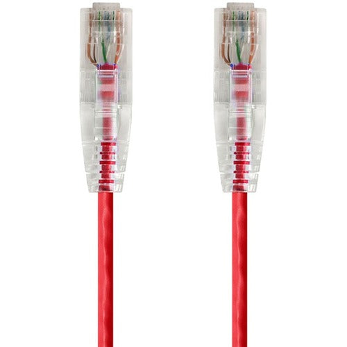 Monoprice SlimRun Cat6 28AWG UTP Ethernet Network Cable, 7ft Red 14814