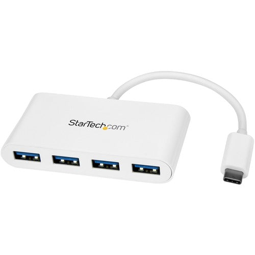 StarTech.com USB-C Hub - 4-Port USB 3.0 - USB-C to 4x USB-A - Bus Powered - White HB30C4ABW