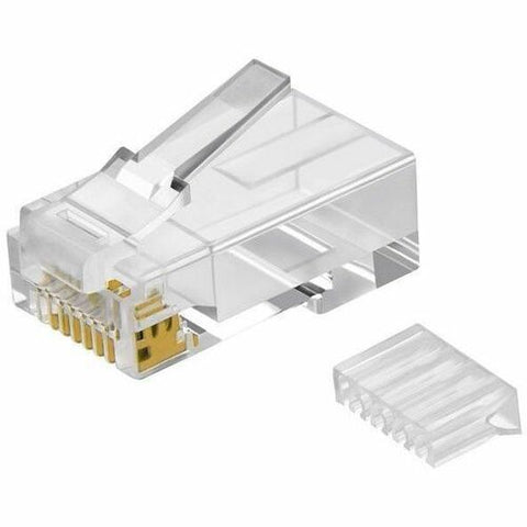 Monoprice Cat6 RJ45 Modular Plugs w/Inserts for Round Solid/Stranded Cable,50u,Clear,100pk 7266