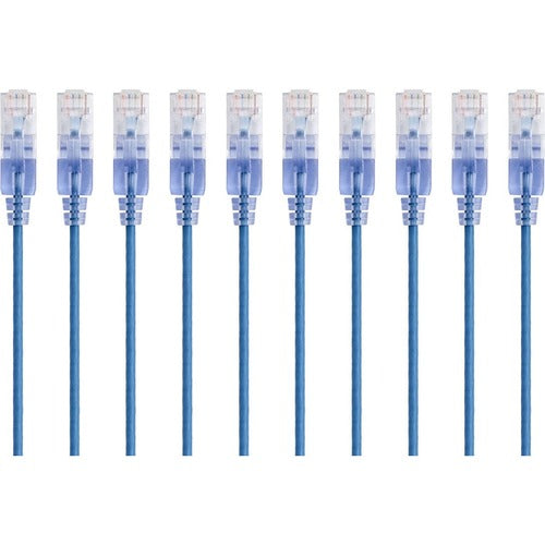 Monoprice 10-Pack, SlimRun Cat6A Ethernet Network Patch Cable, 3ft Blue 15154
