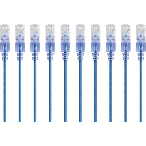 Monoprice 10-Pack, SlimRun Cat6A Ethernet Network Patch Cable, 3ft Blue 15154
