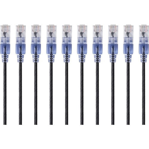 Monoprice 10-Pack, SlimRun Cat6A Ethernet Network Patch Cable, 5ft Black 15157