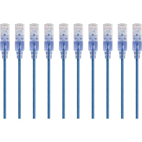 Monoprice 10-Pack, SlimRun Cat6A Ethernet Network Patch Cable, 7ft Blue 15162