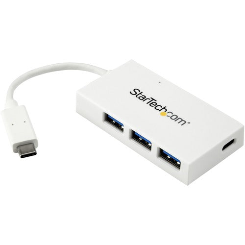 StarTech.com 4-Port USB-C Hub - USB-C to 1x USB-C and 3x USB-A - USB 3.0 Hub - White HB30C3A1CFBW