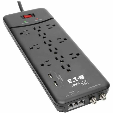 Tripp Lite series Protect It! TLP128TTUSBB 12-Outlet Surge Suppressor/Protector TLP128TTUSBB