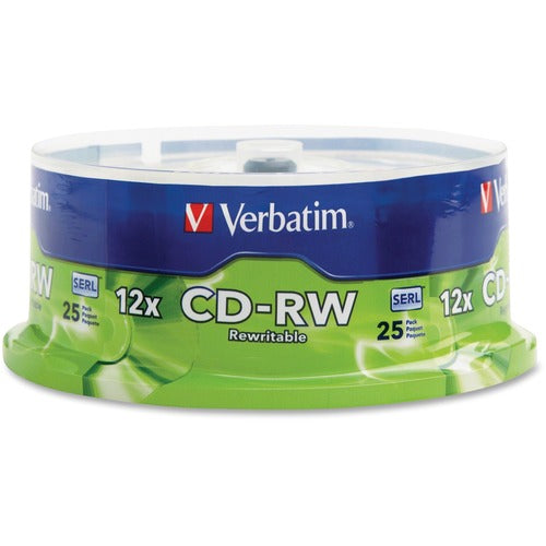 Verbatim CD-RW 700MB 4X-12X High Speed with Branded Surface - 25pk Spindle 95155