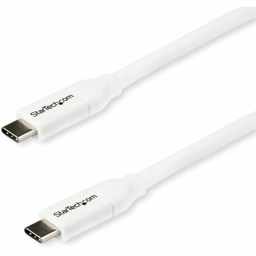 StarTech.com USB-C to USB-C Cable w/ 5A PD-M/M-White-2m(6 ft.)-USB 2.0-USB-IF Certified USB2C5C2MW