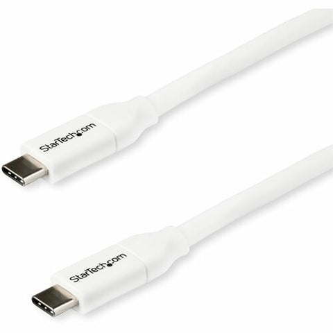 StarTech.com USB-C to USB-C Cable w/ 5A PD-M/M-White-2m(6 ft.)-USB 2.0-USB-IF Certified USB2C5C2MW