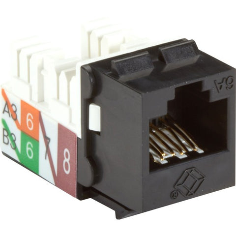 Black Box CAT6A Keystone Jack - Unshielded, RJ45, Black C6AJA70-BK-R2
