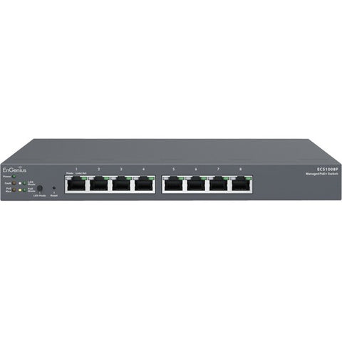 EnGenius Cloud Managed 55W PoE 8 Port Network Switch ECS1008P