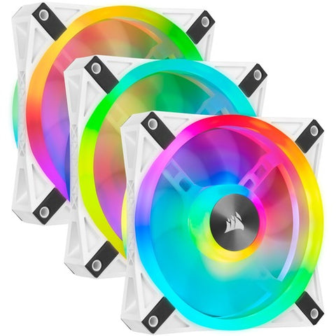 Corsair iCUE QL120 RGB 120mm PWM White Fan - Triple Fan Kit With Lighting Node CORE CO-9050104-WW