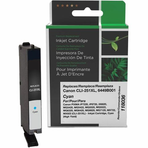 CIG Remanufactured High Yield Cyan Ink Cartridge for Canon CLI-251XL (6449B001) 118036