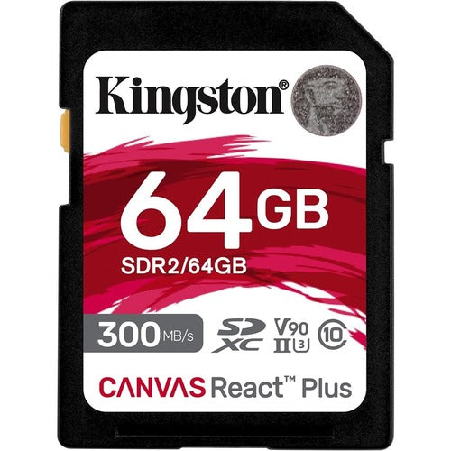 Kingston Canvas React Plus 64GB SDXC Card SDR2/64GB