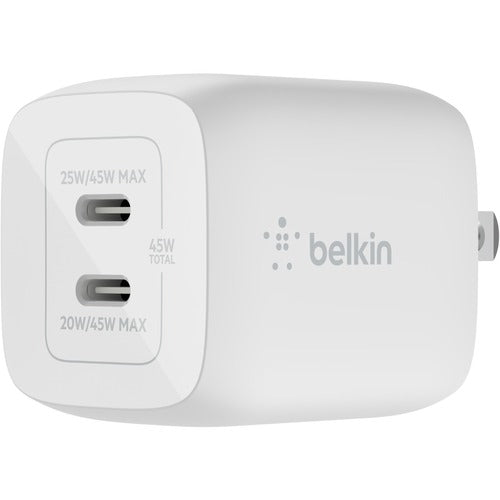 Belkin BoostCharge Pro Dual USB-C GaN Wall Charger with PPS 45W WCH011DQWH