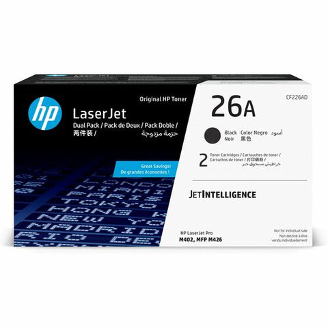 HP 26A 2-pack Black Original LaserJet Toner Cartridges CF226AD