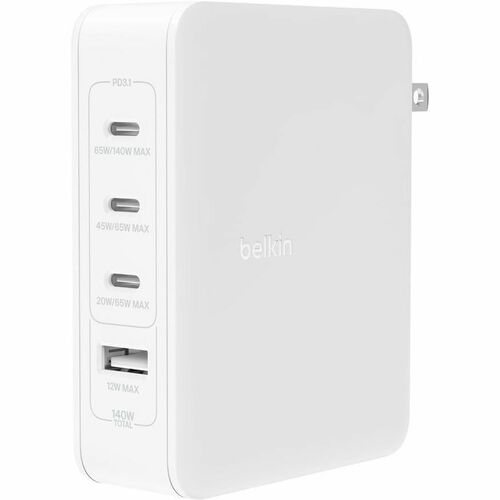 Belkin BoostCharge Pro 140W 4-Port GaN Wall Charger WCH014DQWH