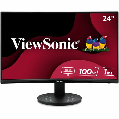 ViewSonic 24" 1080p VA Curved Monitor with Variable Refresh Rate, HDMI, DisplayPort, and VGA VA2416C