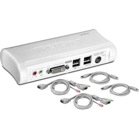 TRENDnet 2-Port DVI/USB KVM Switch Kit w/ Audio (Includes 2x KVM cables) TK-204UK