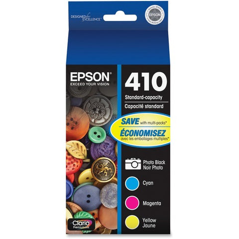 Epson 410, Black and Color Ink Cartridges, C/M/Y and Photo Black 4-Pack (T410520) T410520-S