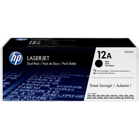 HP 12A 2-pack Black Original LaserJet Toner Cartridges Q2612D-2PK