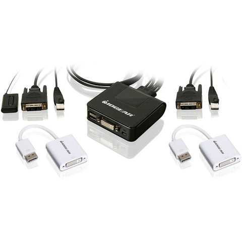 IOGEAR 2-Port USB DVI Cable KVM with DisplayPort Adapters Bundle GCS922DPKIT