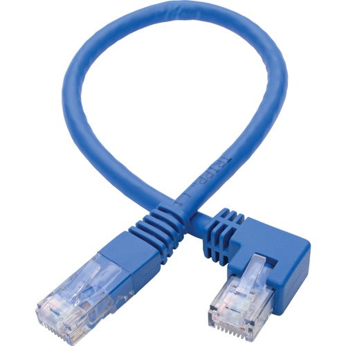 Tripp Lite Left-Angle Cat6 UTP Patch Cable (RJ45) - 1 ft., M/M, Gigabit, Molded, Blue N204-001-BL-LA
