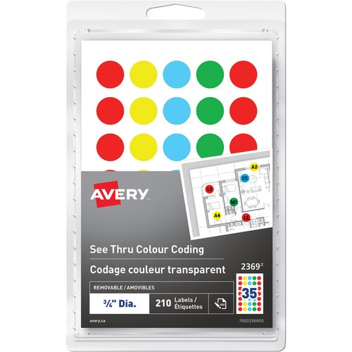 Avery&amp;reg; See Thru Removable Colour Coding Labels 2369
