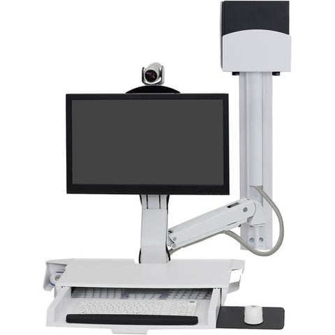 Ergotron SV Combo System with Worksurface &amp; Pan, Small CPU Holder (white) 45-594-216