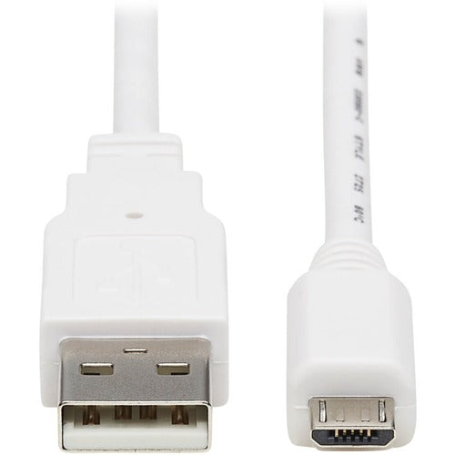 Tripp Lite Safe-IT  USB-A to USB Micro-B Antibacterial Cable (M/M), USB 2.0, White, 6 ft. U050AB-006-WH